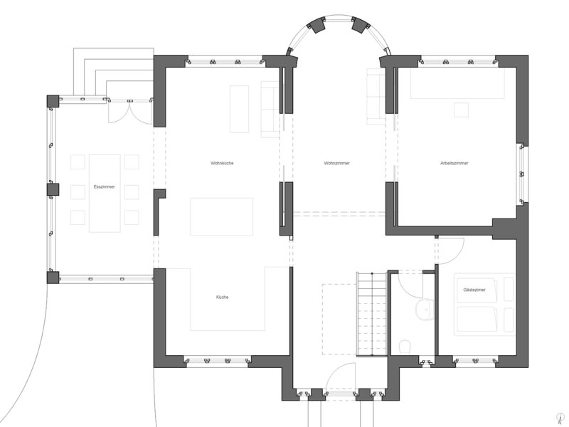 Berlin Architecture villa extension floor plan