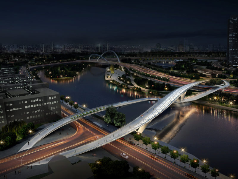 Night arial render 五岔子大橋 - Wuchazi Bridge (INFINITE LOOP)